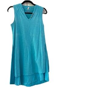 Neon Buddha Blue Layered‎ Cotton Dress Sleeveless Comfort Pool Beach Size XS